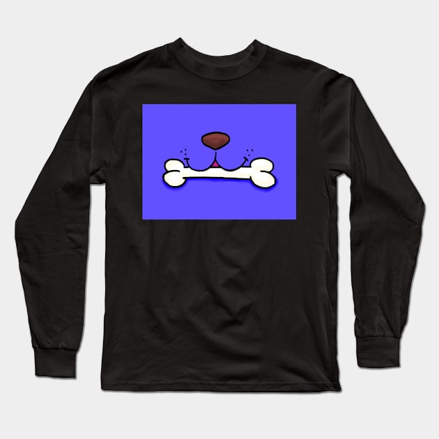 Dog Mouth With Bone Face Mask (Blue) Long Sleeve T-Shirt by dogbone42